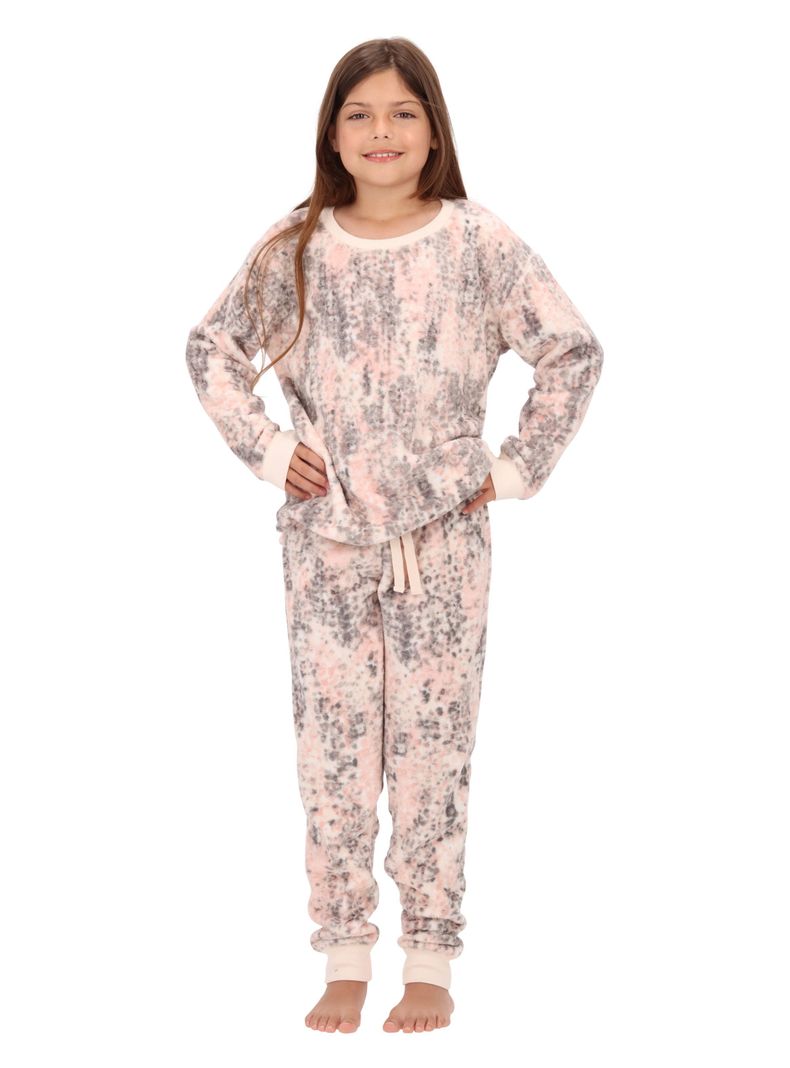 Pijama Coral Fleece Niña Rosado Caffarena-0