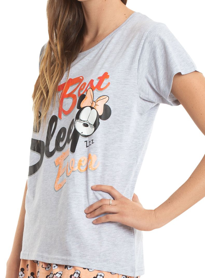 Pijama Algodón Mujer Minnie Gris Caffarena-4