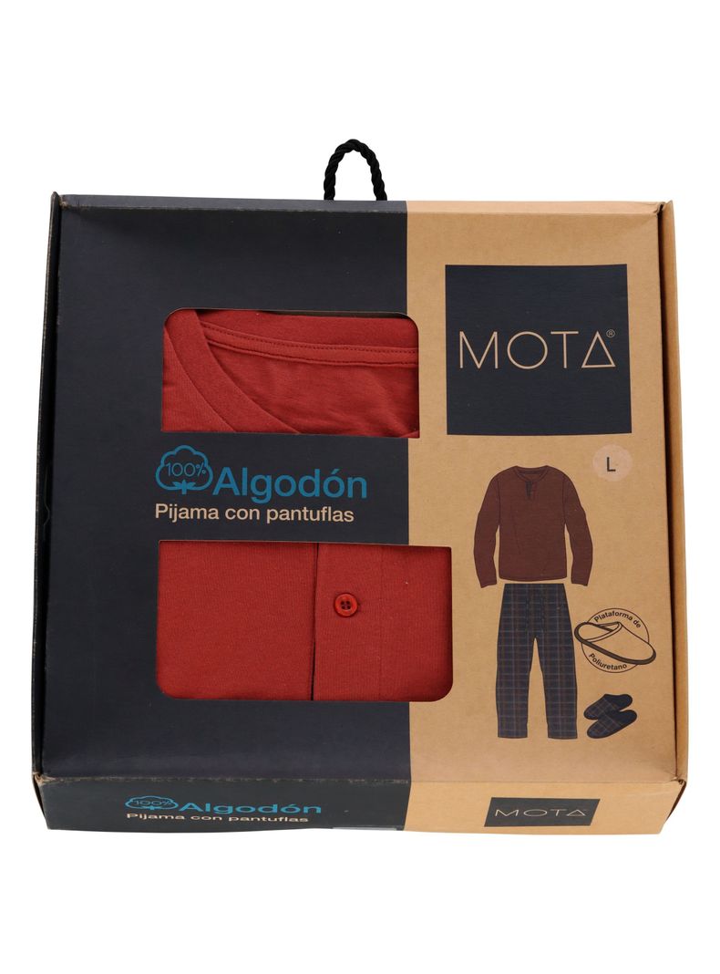 Pijama Largo Algodón Terracota Mota-4