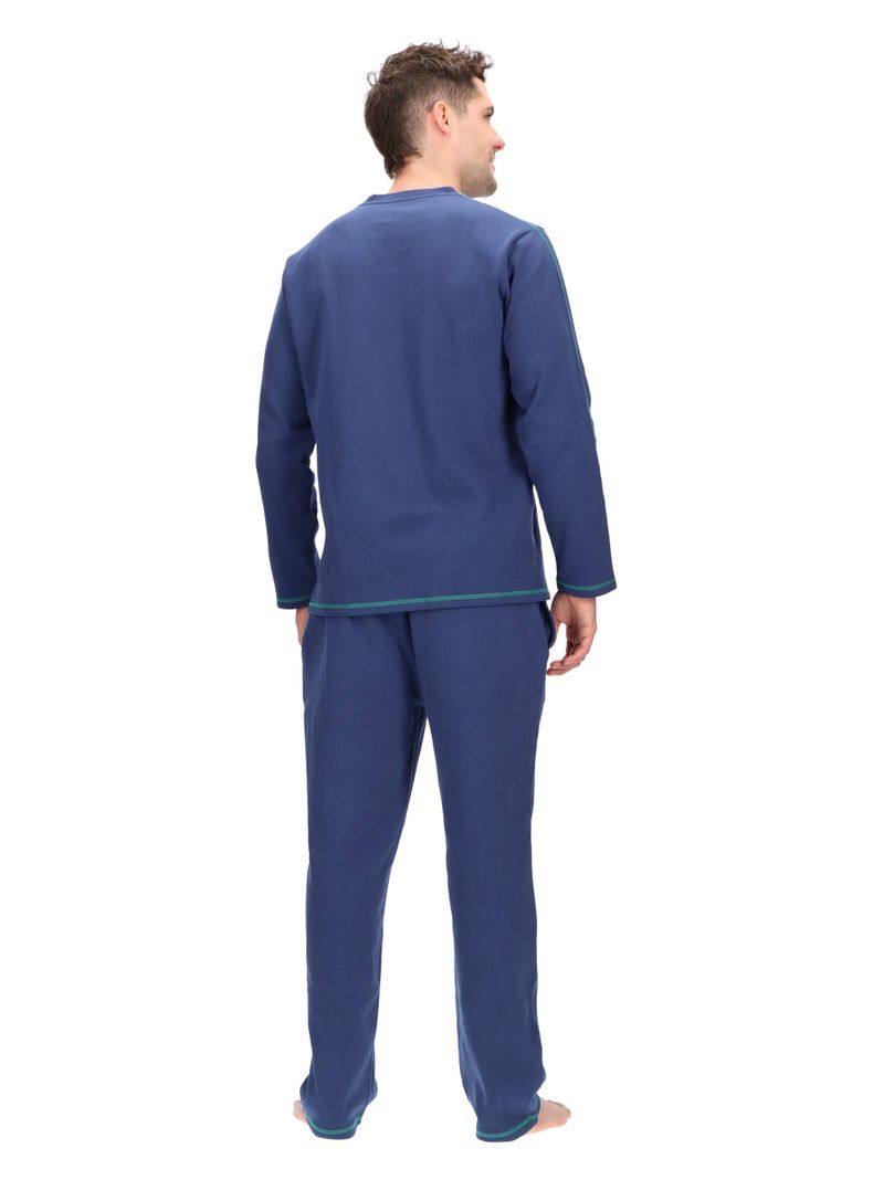 Pijama largo algodón Mota Azul-5