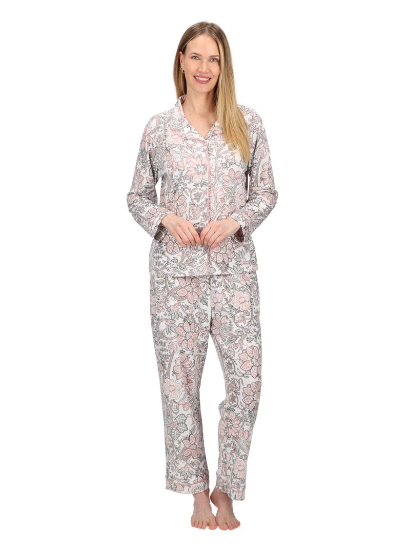 PIJAMA LARGO ALGODÓN CAFFARENA PALO ROSA-0