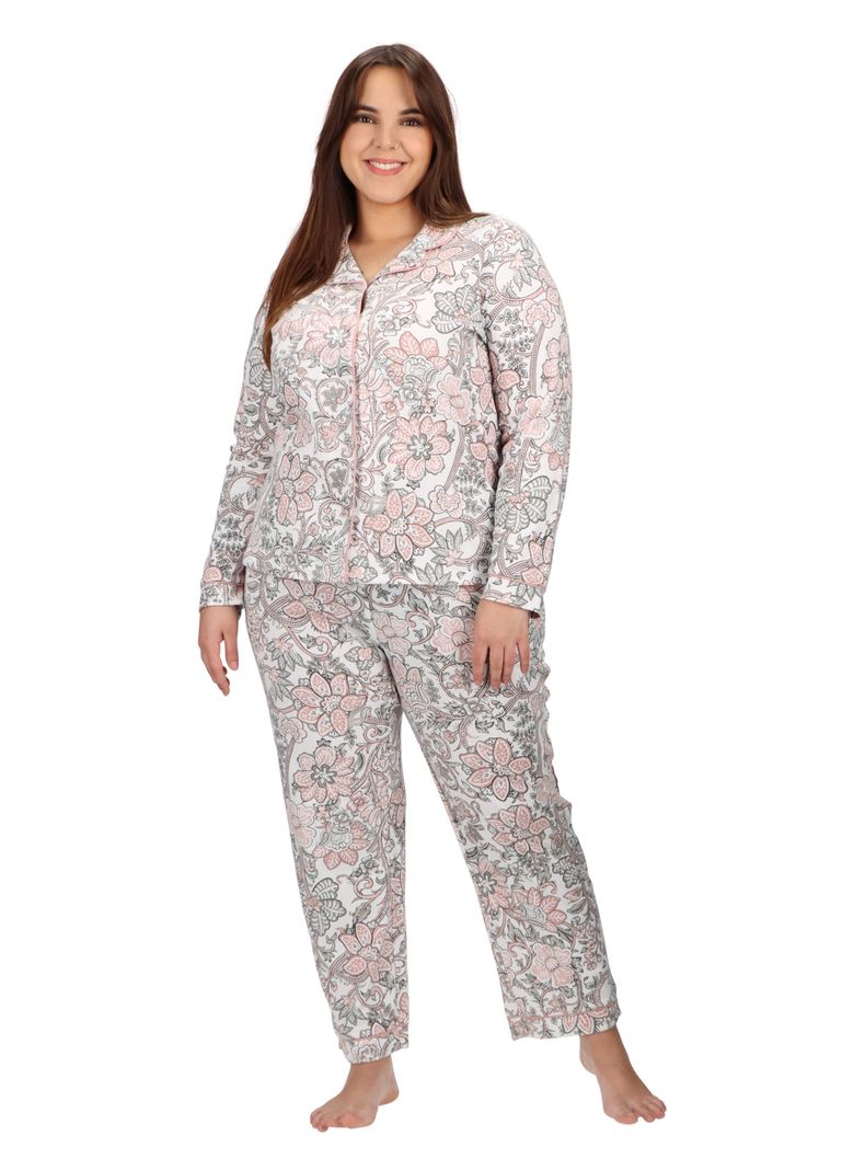 PIJAMA LARGO ALGODÓN CAFFARENA PALO ROSA-1