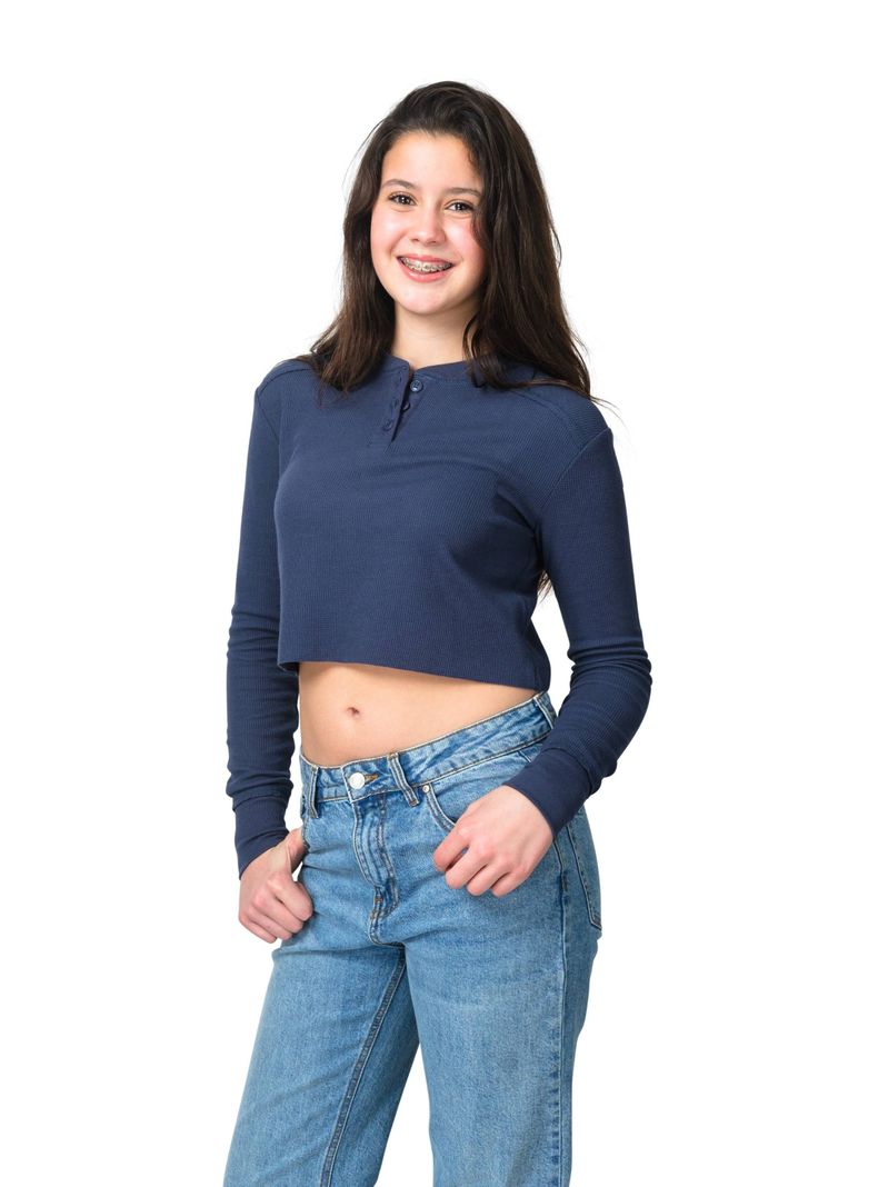 Crop Top Juvenil Caffarena Manga Larga-1