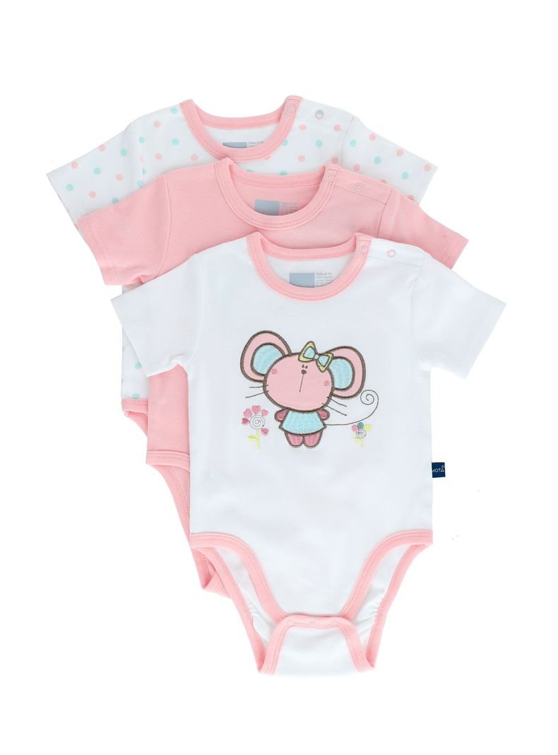 Body manga Corta Pack 3 Niña Motita-0