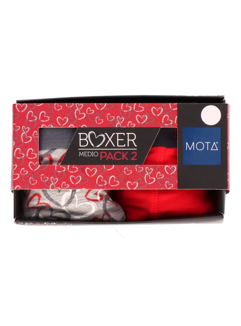 Bóxer Medio Algodón Pack 2 Rojo Mota -5