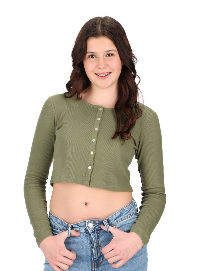 Crop Top Juvenil Caffarena Verde Musgo-0