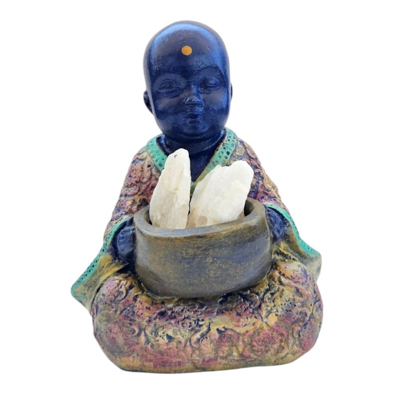 BUDA Y CUARZO BLANCO DECORACION 12CM Azul