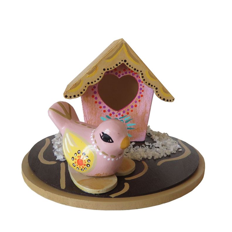 Casa pajarito rosa decorativa Palo Rosa