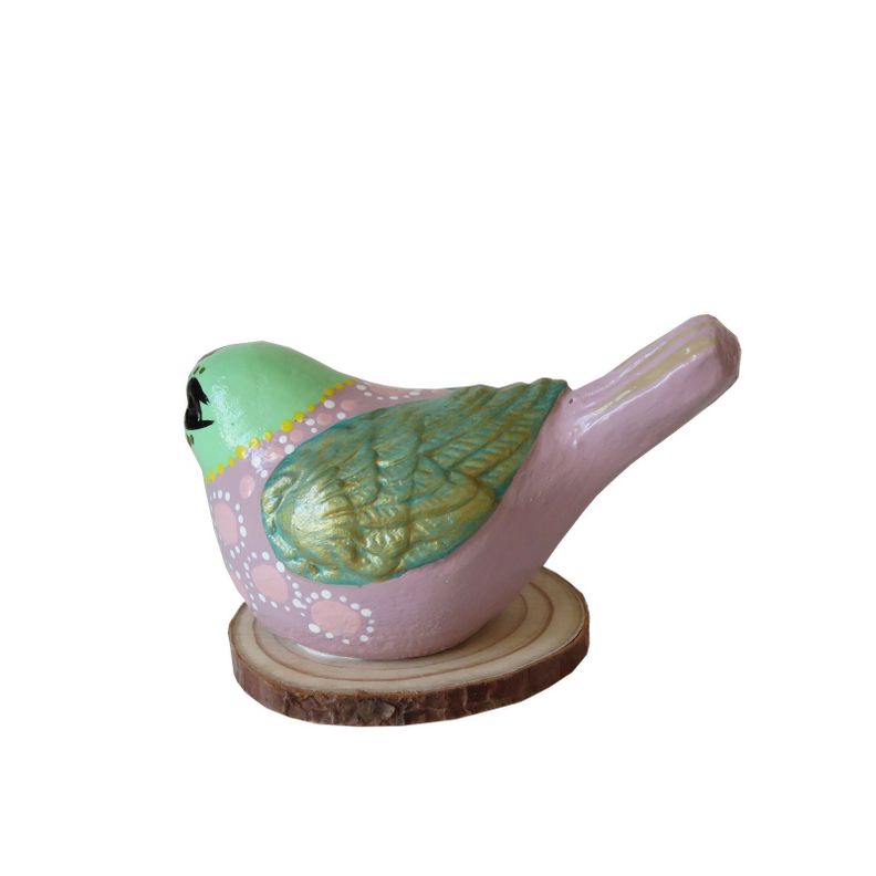    Pájaro decorativo de cerámica con base en madera-1