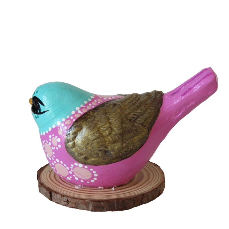 Pájaro de cerámica en base de madera-1