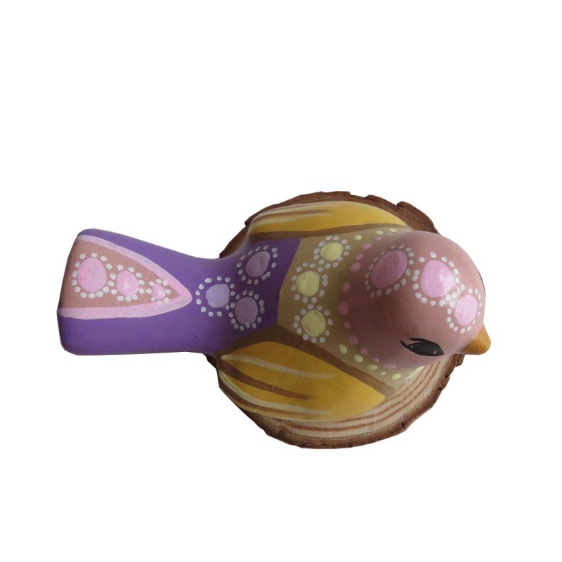 Pájaro decorativo de cerámica en base de madera-3