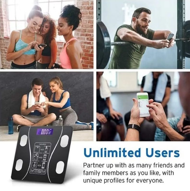 Balanza pesa Personal Vidrio templado max 180K Bluetooth APP-4