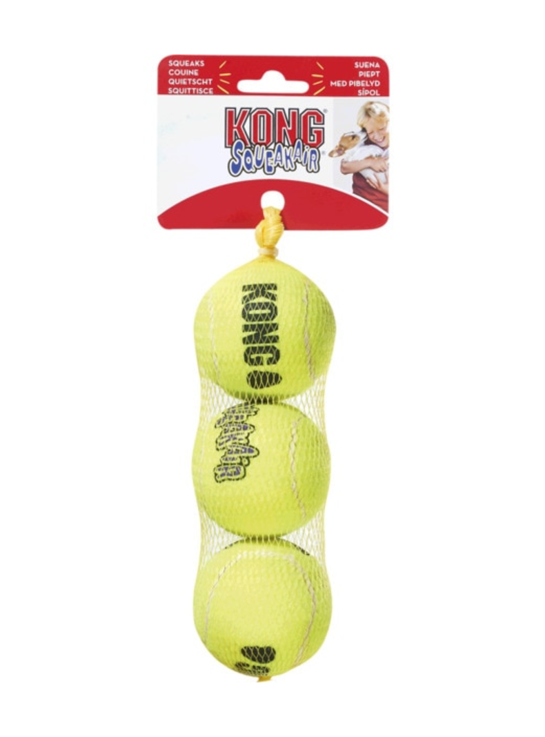 Kong Squeakair Balls Paquete 3 Pelotas De Tenis Medianas Color Amarillo-0