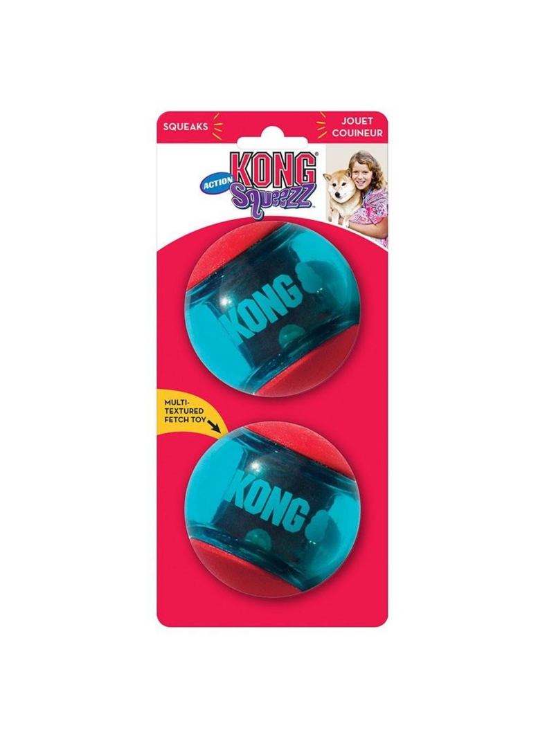 Kong Squezz Action Ball Largejuguete Pelota Perro Pack X2 Color Celeste-0