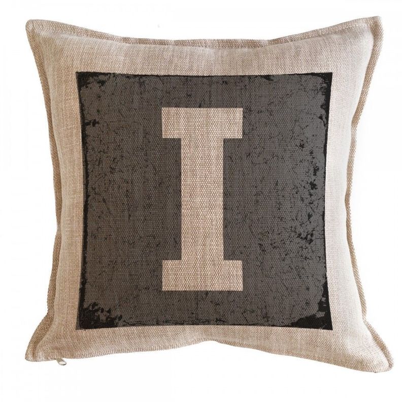 Cojin Letra I Fondo Gris-Linet Arena 45x45 Beige