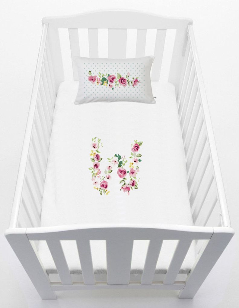 Cubreplumon cuna, Letras Vintage W Blanco