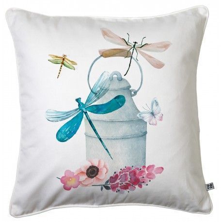 Cojin Libelulas Lechero, 45x45 Blanco