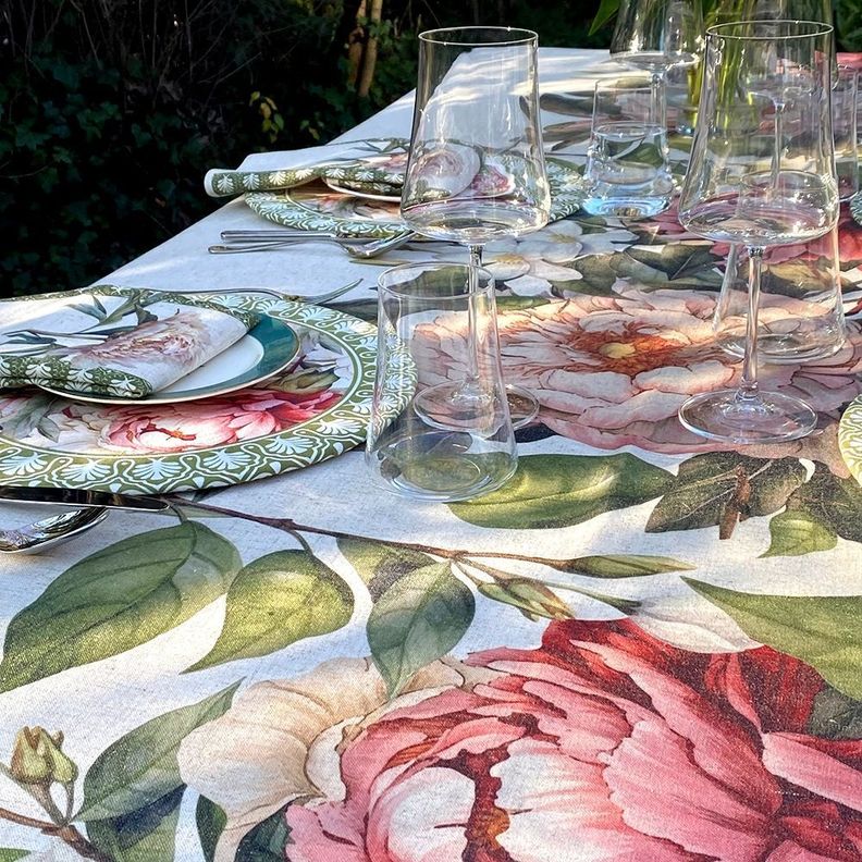 Mantel Camelia - 180 x 350 - Lino Poliester (10 a 12 puestos)