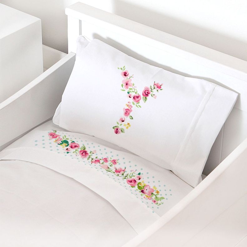 Juego de Sabanas Pack & Play, Letras Vintage Y Blanco