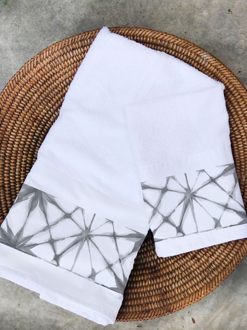 Juego de Toallas mano y visita Shibori gris-0