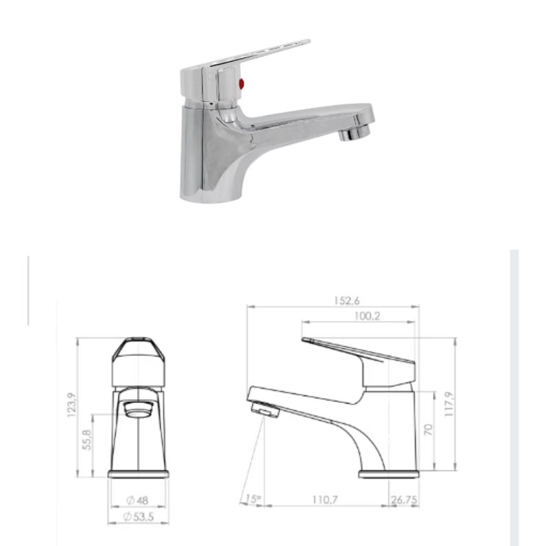 Llave Monomando Lavamanos + Llaves De Paso +Flexibles (Kits para instalación)-1