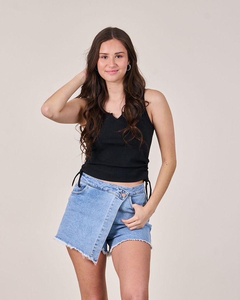 Polera Tank rib Fantasia recogido lateral - Polemic Girl-1