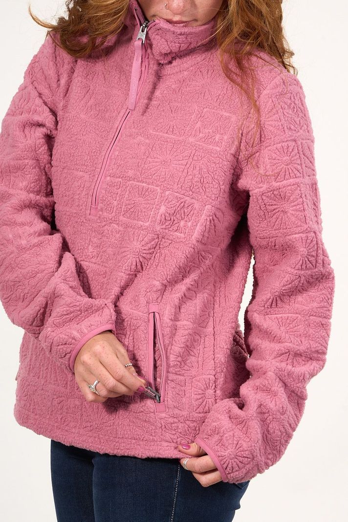 Poleron sherpa hot print medio cierre Rosa mujer Polemic-3