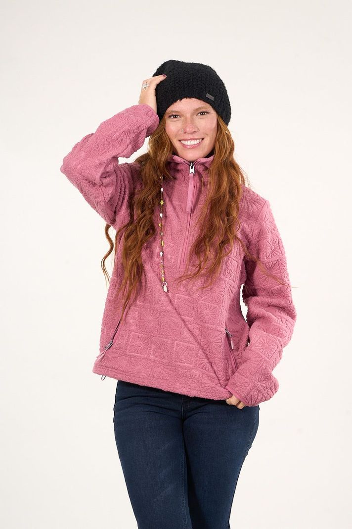 Poleron sherpa hot print medio cierre Rosa mujer Polemic-4