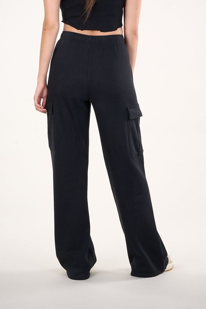 Pantalon Franela Cargo Wide Leg Negro VW4726 Mujer Polemic-4