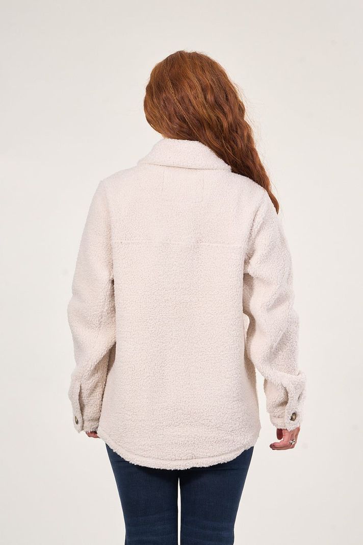 Sobrecamisa sherpa con bolsillos cargo Crudo mujer Polemic-2