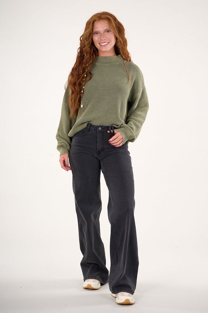 Pantalon Denim wide leg Negro VW4723 Mujer Polemic-0