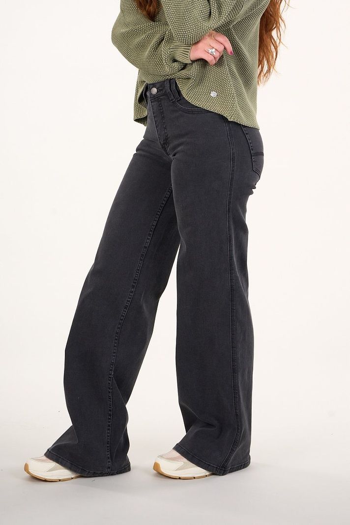 Pantalon Denim wide leg Negro VW4723 Mujer Polemic-2