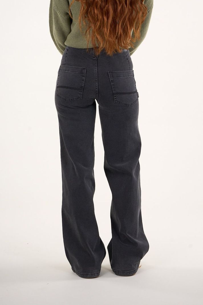 Pantalon Denim wide leg Negro VW4723 Mujer Polemic-3