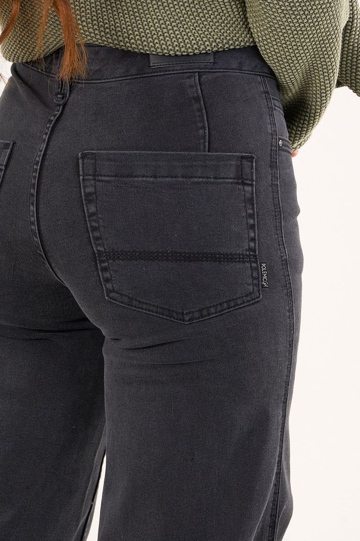 Pantalon Denim wide leg Negro VW4723 Mujer Polemic-4