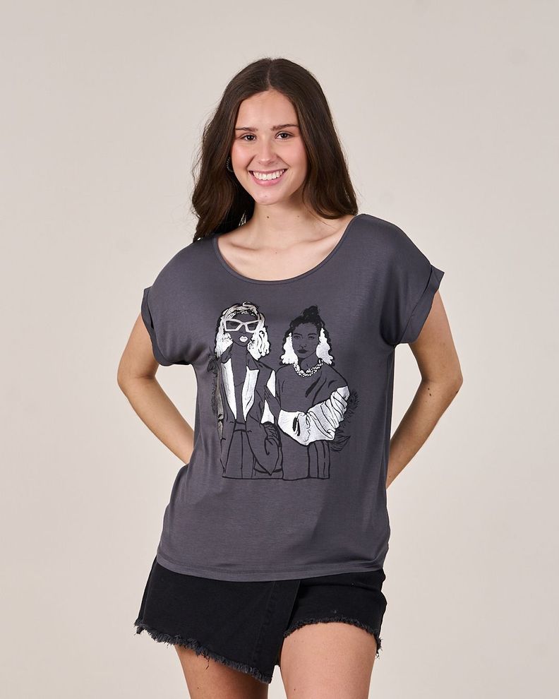 Polera Estampado Folia manga Chic VS1737 - Polemic Girl-1
