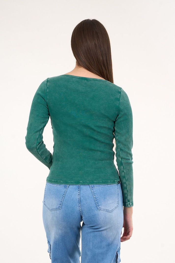 Polera manga larga rib procesada Verde VW1773 Polemic-2