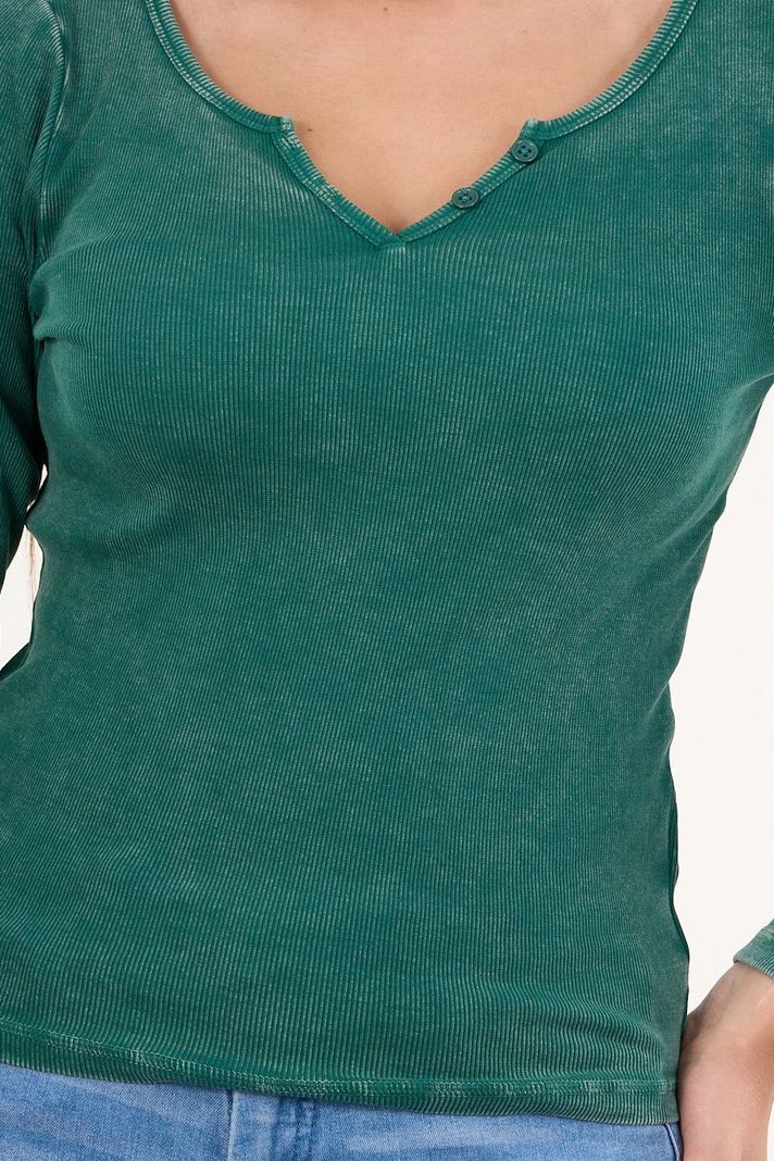 Polera manga larga rib procesada Verde VW1773 Polemic-3
