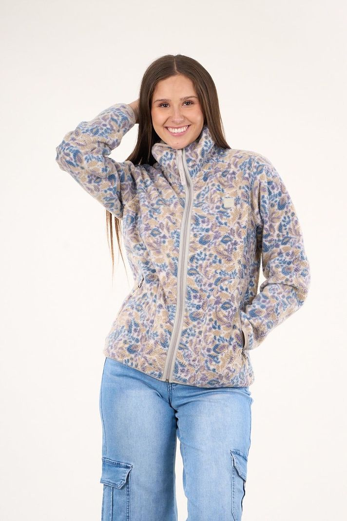 Poleron polar full print look sherpa Beige mujer Polemic-0