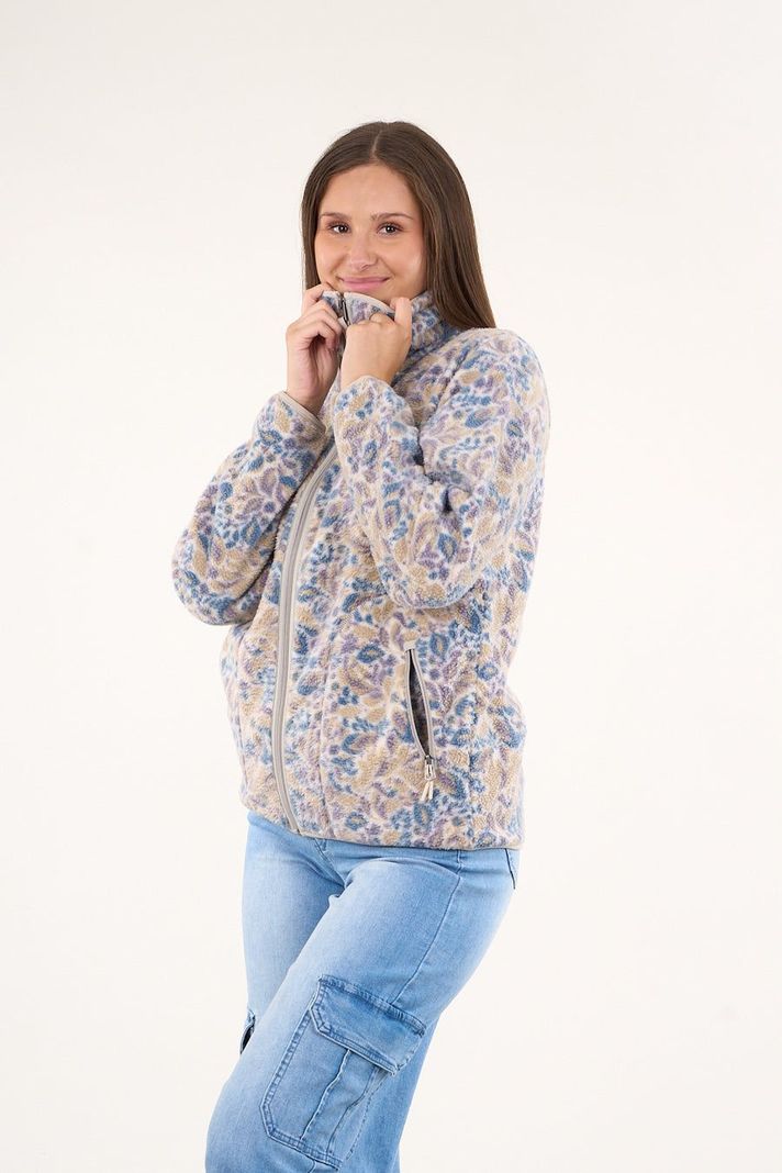 Poleron polar full print look sherpa Beige mujer Polemic-1