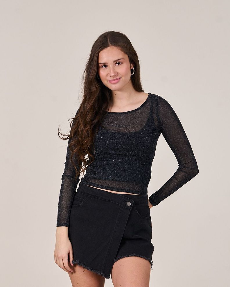 Polera Night Brillos malla elasticada - Polemic Girl-0