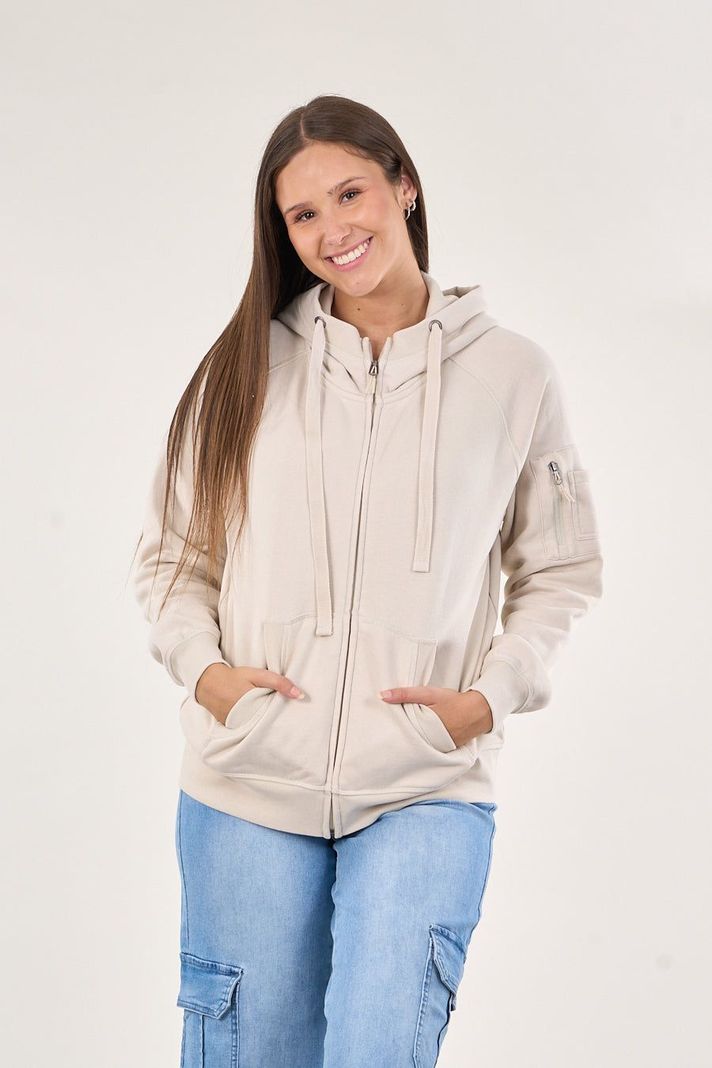 Poleron franela full zipper procesado Crudo VW7715 Polemic-0