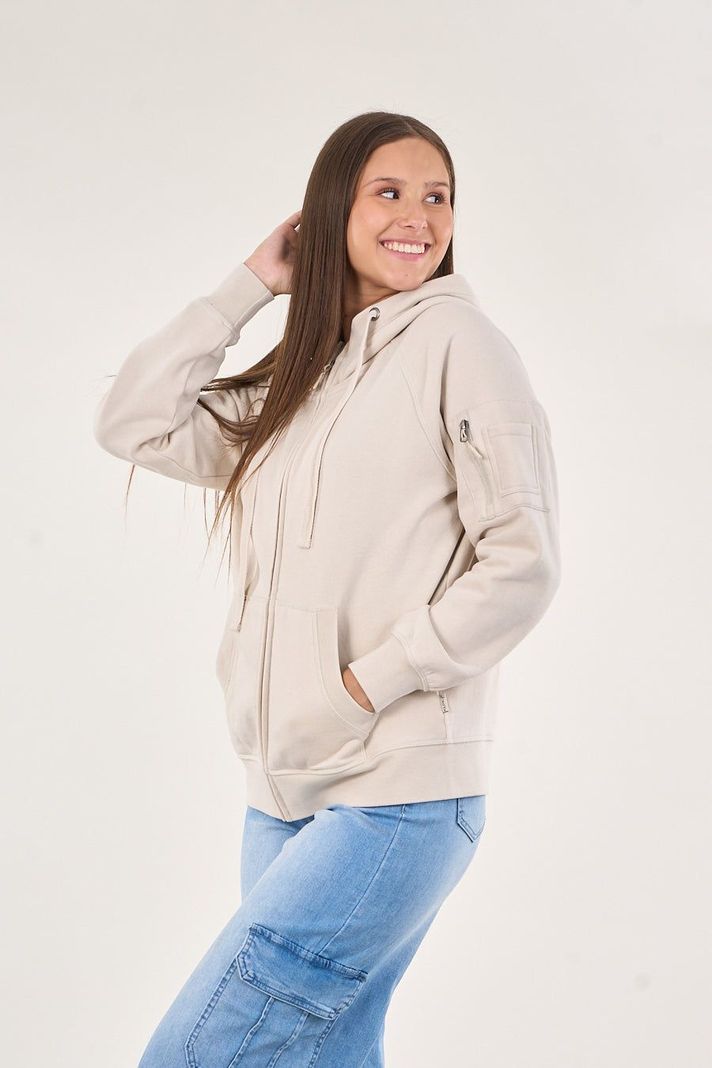 Poleron franela full zipper procesado Crudo VW7715 Polemic-2