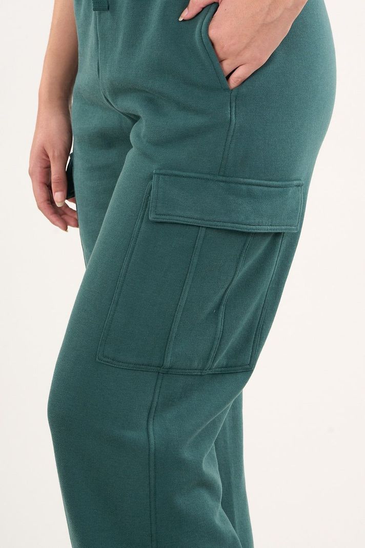 Pantalon Franela Cargo Wide Leg Verde VW4726 Mujer Polemic-1