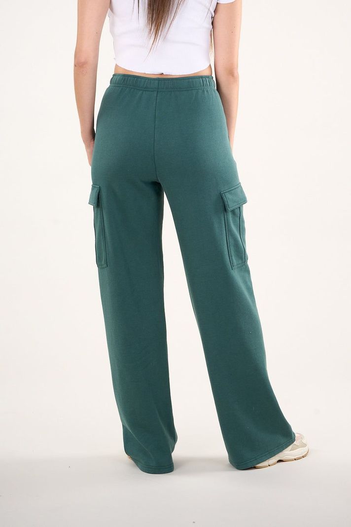 Pantalon Franela Cargo Wide Leg Verde VW4726 Mujer Polemic-4