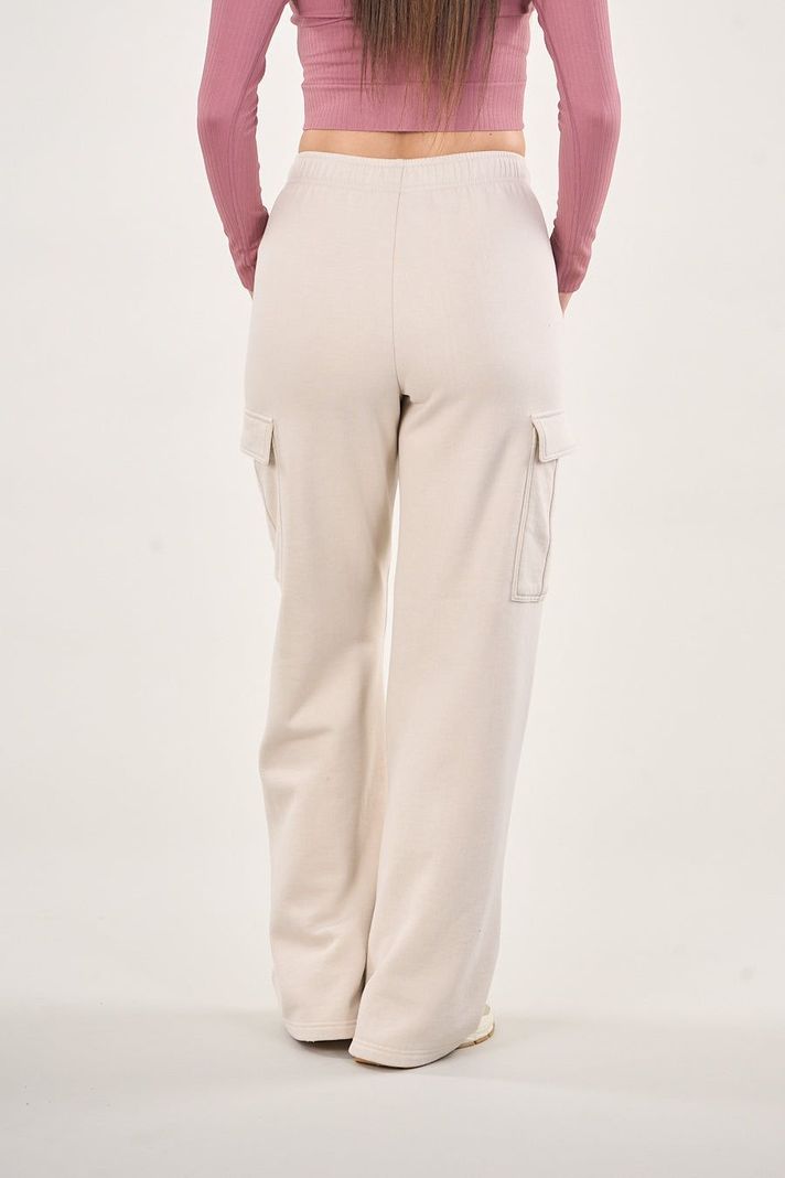Pantalon Franela Cargo Wide Leg Crudo VW4726 Mujer Polemic-4