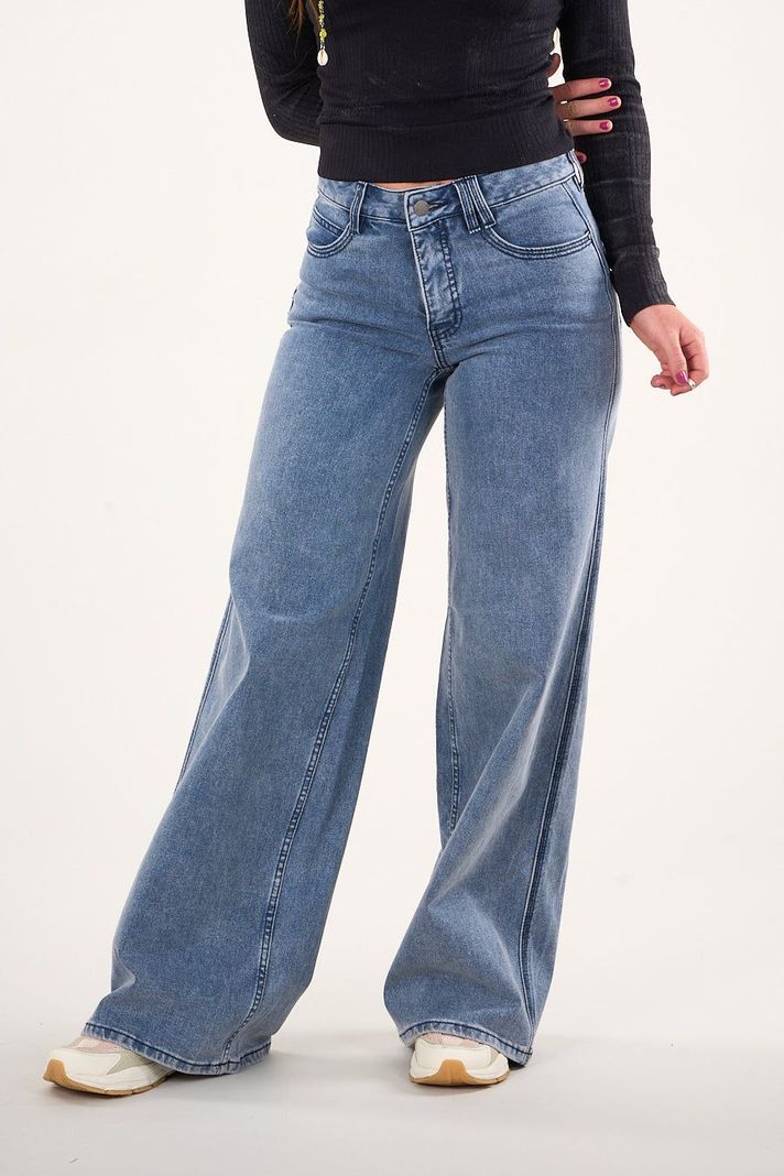 Pantalon Denim Wide Leg Azul VW4724 Mujer Polemic-2