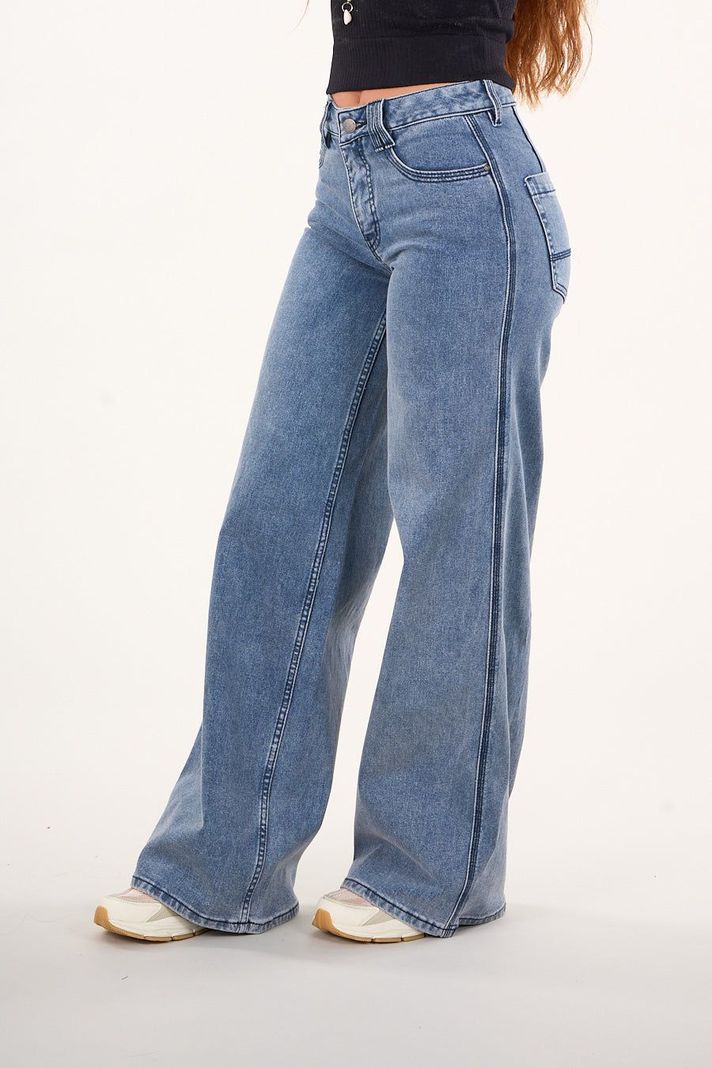 Pantalon Denim Wide Leg Azul VW4724 Mujer Polemic-3