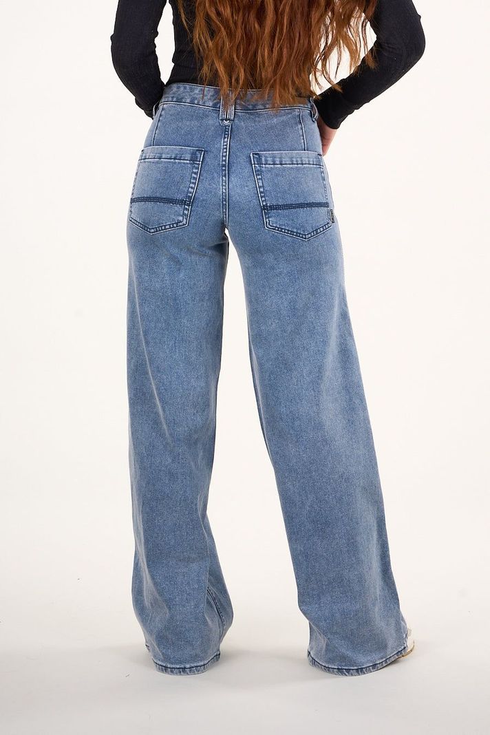 Pantalon Denim Wide Leg Azul VW4724 Mujer Polemic-4
