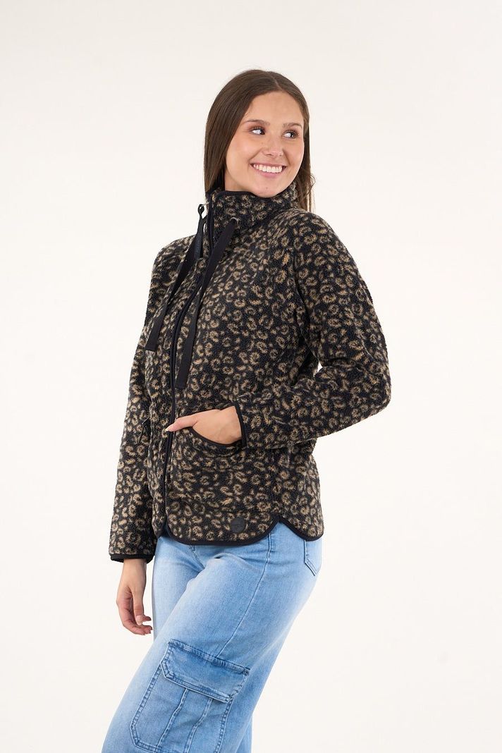 Poleron polar full print look sherpa Negro mujer Polemic-1