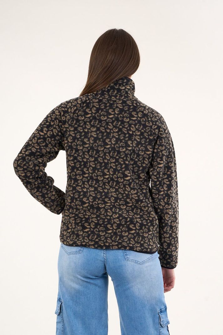 Poleron polar full print look sherpa Negro mujer Polemic-2